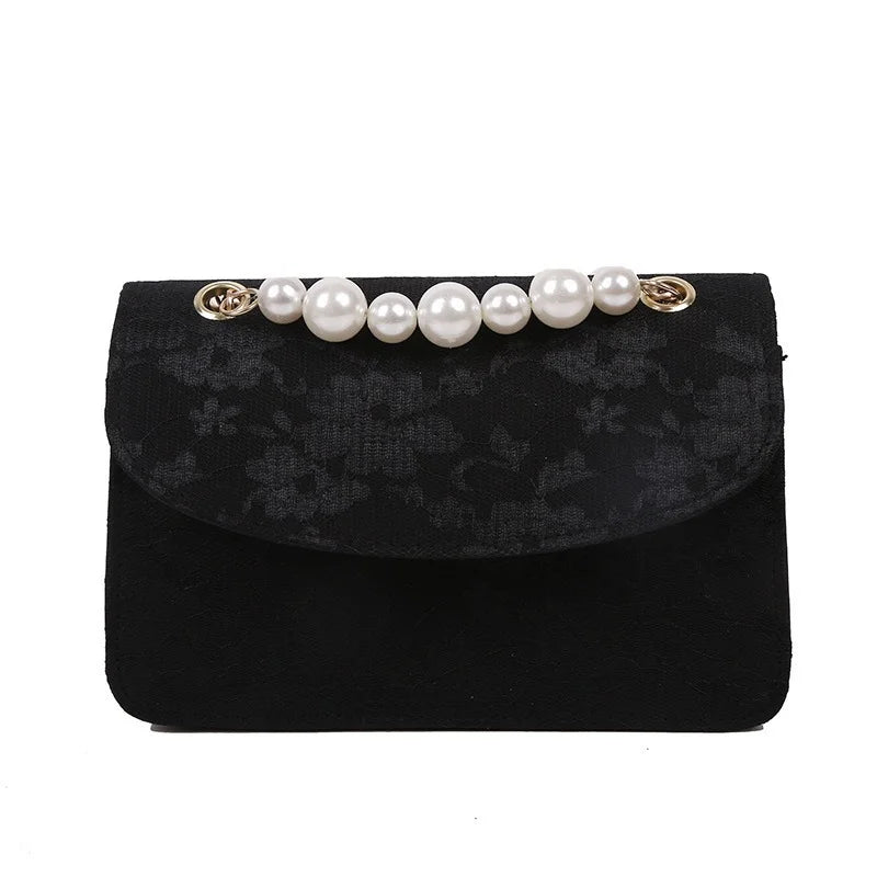 Lace Beaded Crossbody Shoulder Bag Women Handbag PU Leather Backpack