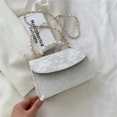 Lace Beaded Crossbody Shoulder Bag Women Handbag PU Leather Backpack