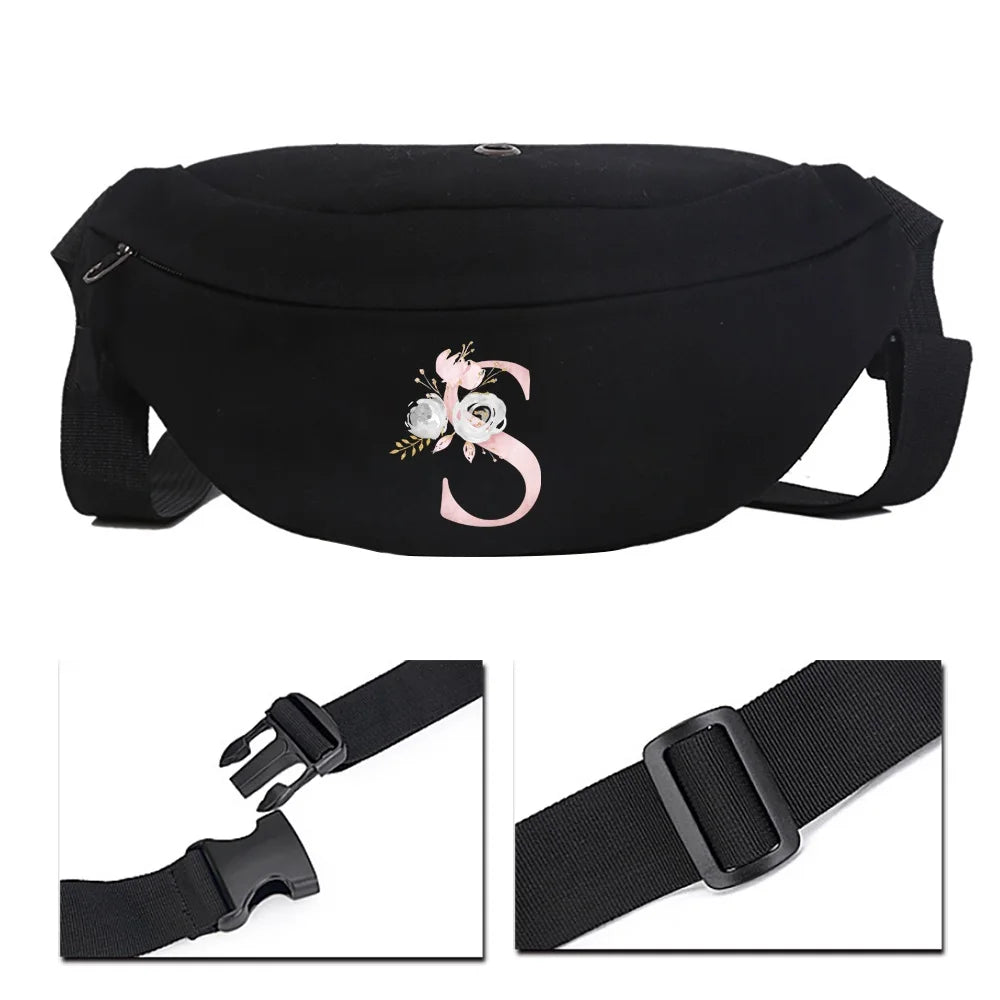 Pink Flower Name Printing Pattern Cycling Bag