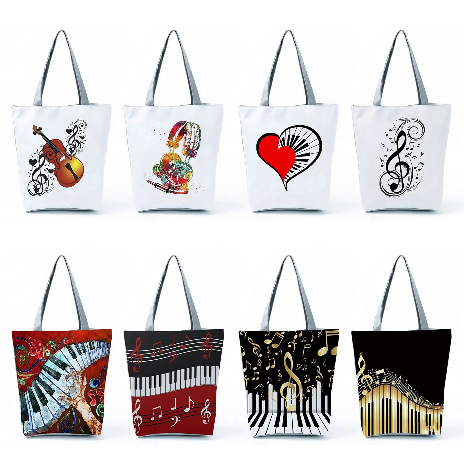 Music Notation Shoulder Bag Handbag for Women Portable Tote Gift Shopping Bags