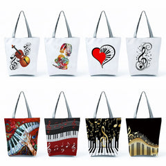 Music Notation Shoulder Bag Handbag for Women Portable Tote Gift Shopping Bags