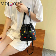 Love Heart Embroidered Crossbody Shoulder Bag Casual Purse Small Totes
