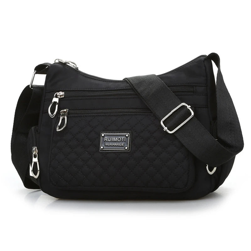 Waterproof Plaid Shoulder Bag Nylon Crossbody Bag Lady Handbags