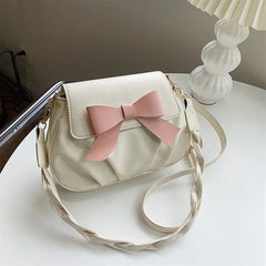 Shoulder Bag for Women Bow Pleated Retro Twist Strap