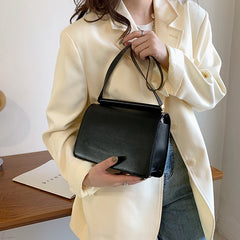 Retro Solid PU Leather Crossbody Shoulder Bag for Women