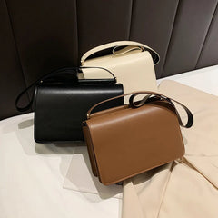 Retro Solid PU Leather Crossbody Shoulder Bag for Women