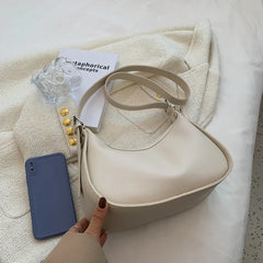 Women's PU Leather Shoulder Bag Large Messenger Beige