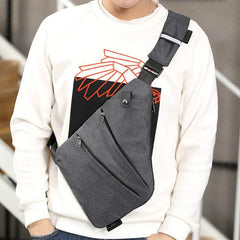 Men Business Style Canvas Messenger Bag Crossbody Chest Bag