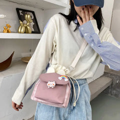 Plaid Canvas Shoulder Bag Large Capacity Sweet Girls Handbag