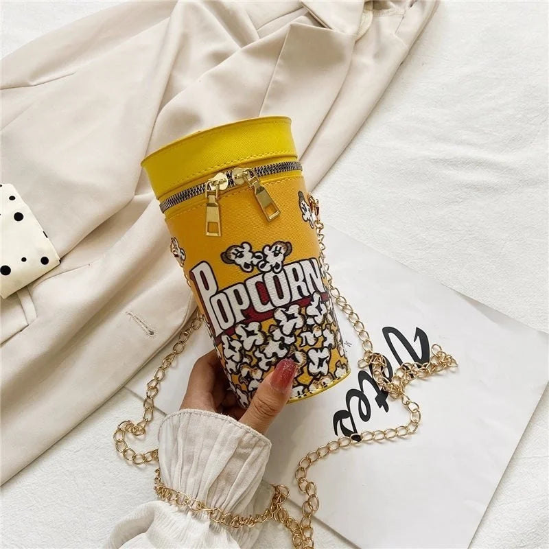Shoulder Bags Popcorn Drink Bottle Cylinder Shaped Bag Messenger For Women