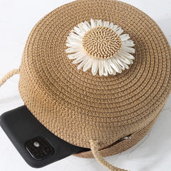 Straw Circle Bags Casual Handbags Vintage Woven Shoulder Bag