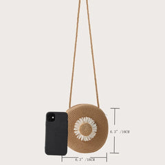 Straw Circle Bags Casual Handbags Vintage Woven Shoulder Bag