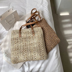 Summer Woven Bag Large Capacity Casual Tote Handbags Females