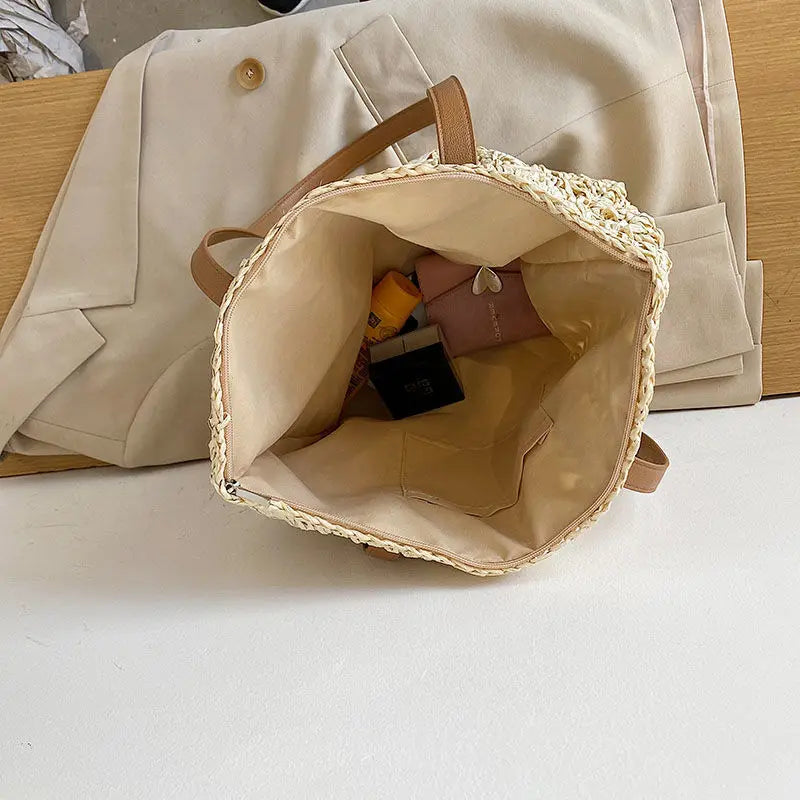 Summer Woven Bag Large Capacity Casual Tote Handbags Females