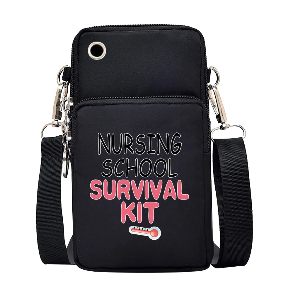Waterproof Phone Shoulder Bag Nurse Print CrossBody Bag