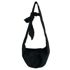 Women Canvas Hobos Tie Cross-body Shoulder Bag Solid Large Capacity