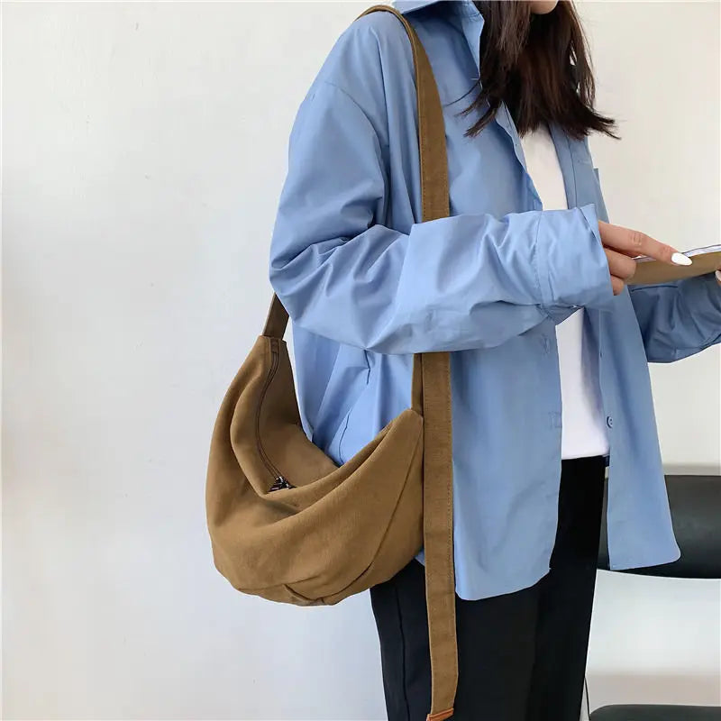 Canvas Zipper Shoulder Bag All-match Crossbody Harajuku High Street Ins Handbags