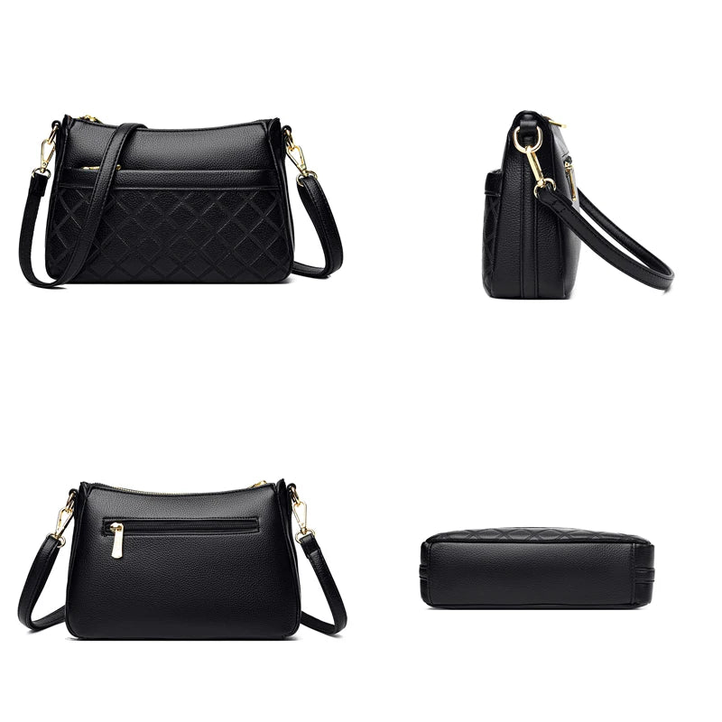 Diamond Lattice Crossbody Bag Leather Purses and Handbags