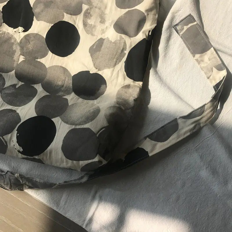 Vintage Dot-print Shoulder Bag Large Capacity Zipper Tote