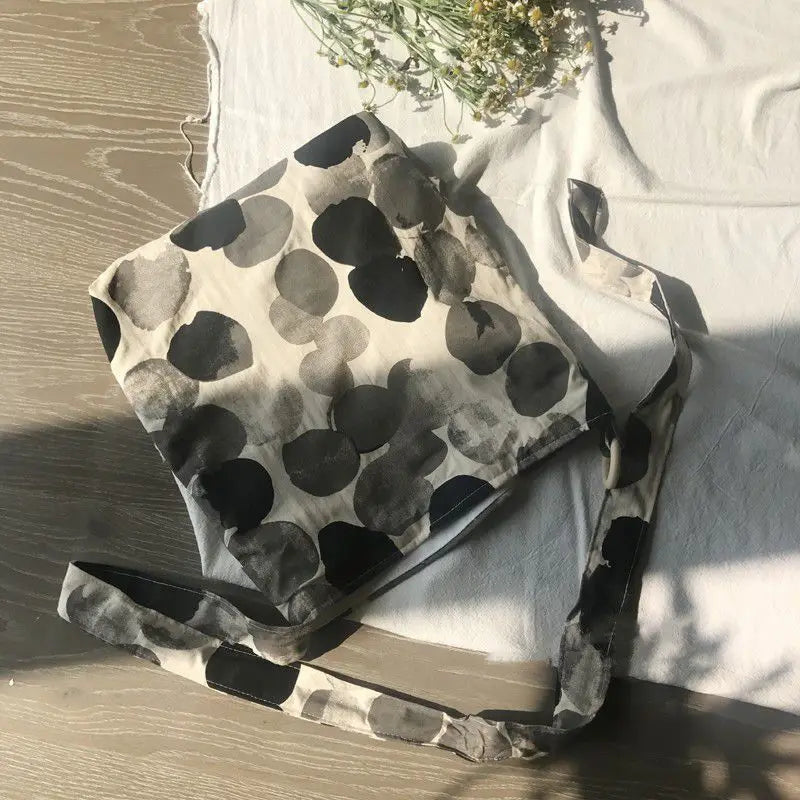 Vintage Dot-print Shoulder Bag Large Capacity Zipper Tote