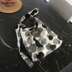 Vintage Dot-print Shoulder Bag Large Capacity Zipper Tote