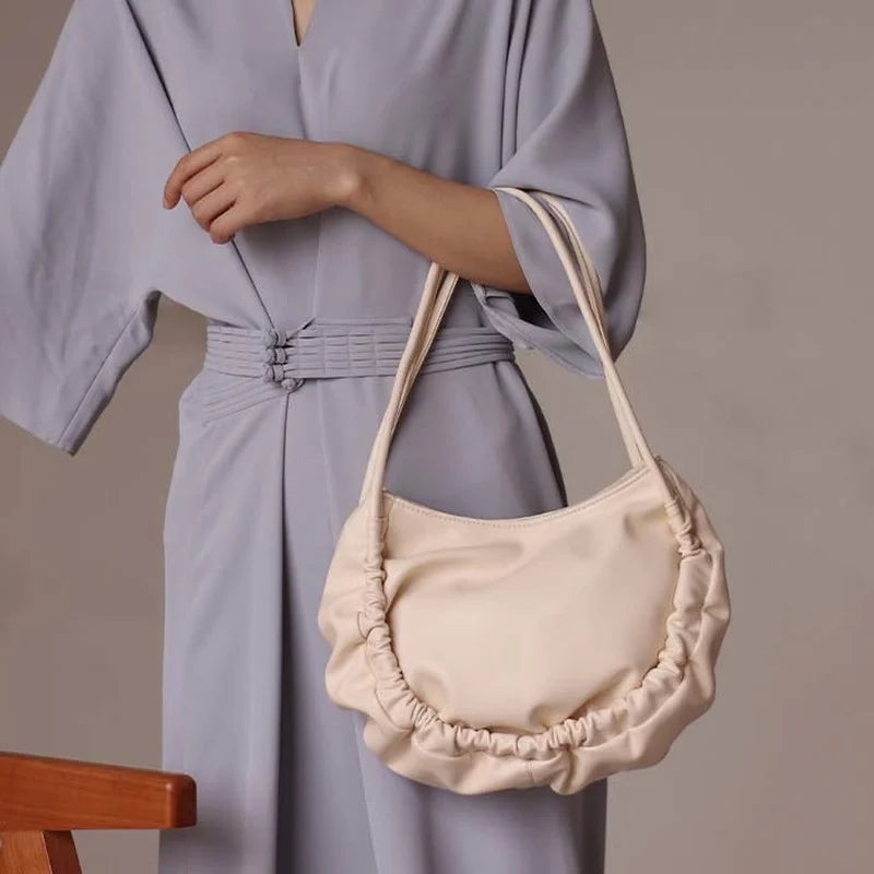 Pleated Tote Bag Women Large Capacity Shoulder Bags