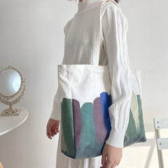 Harajuku Canvas Shoulder Bag Large Capacity Casual Tote Retro Style Handbag