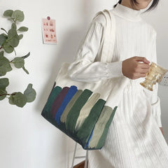 Harajuku Canvas Shoulder Bag Large Capacity Casual Tote Retro Style Handbag