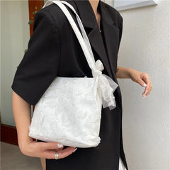 Shoulder Bags Women Lace Floral Capacity Female All-match PU Leather