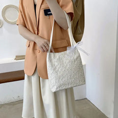 Shoulder Bags Women Lace Floral Capacity Female All-match PU Leather