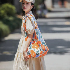 Canvas Floral Print Harajuku Female Shoulder Bag