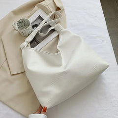 Large Capacity Single Strap Tote Soft PU Leather Shoulder Bag