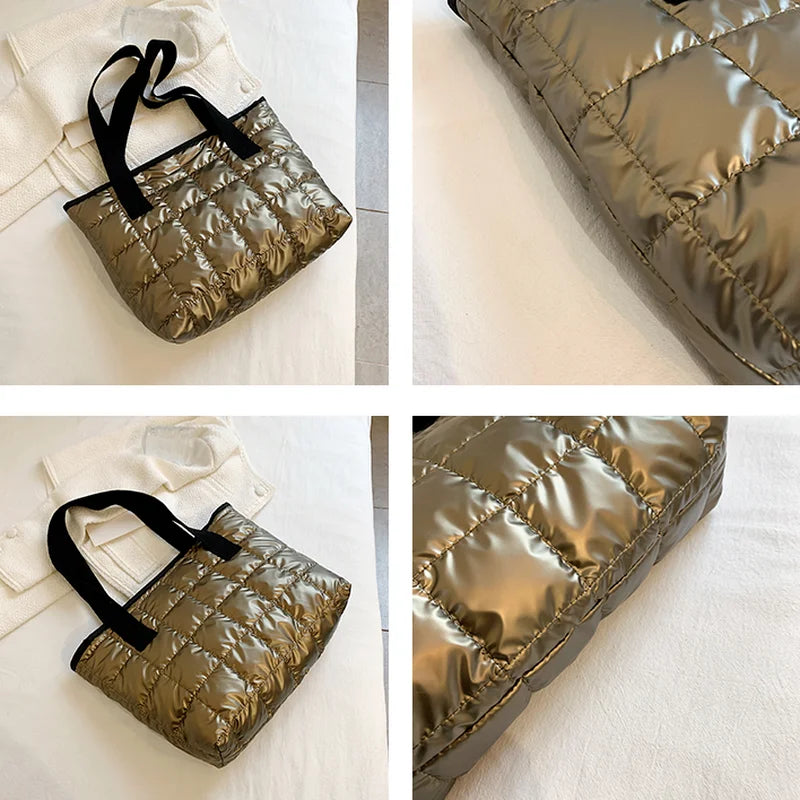 Large Shoulder Bag for Women Plaid Zipper Style Tote