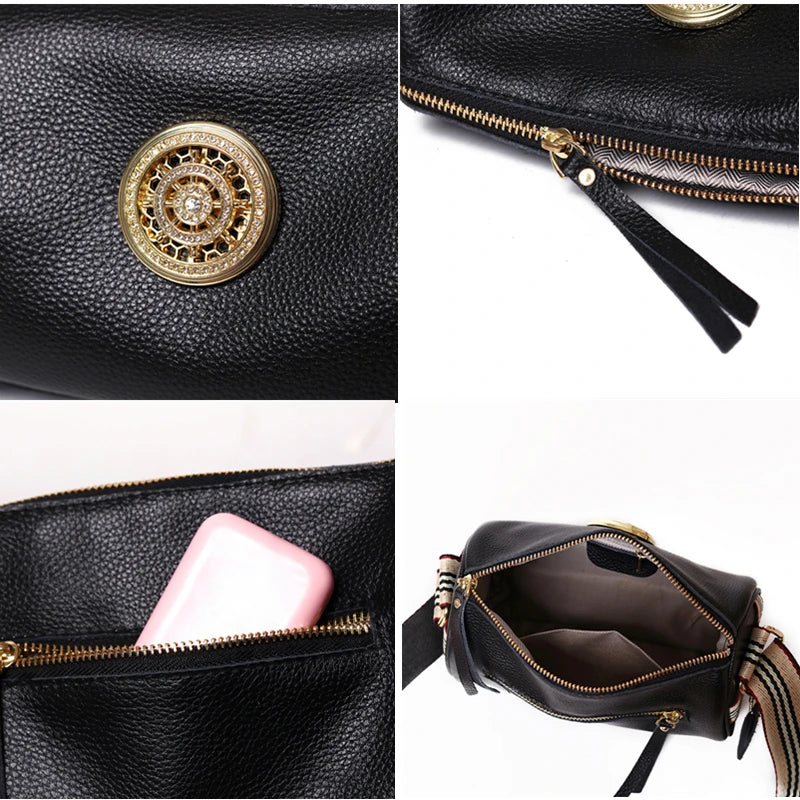 Shoulder Bags Women Leather Handbags Spin Luck Metal Soft Messenger Bag