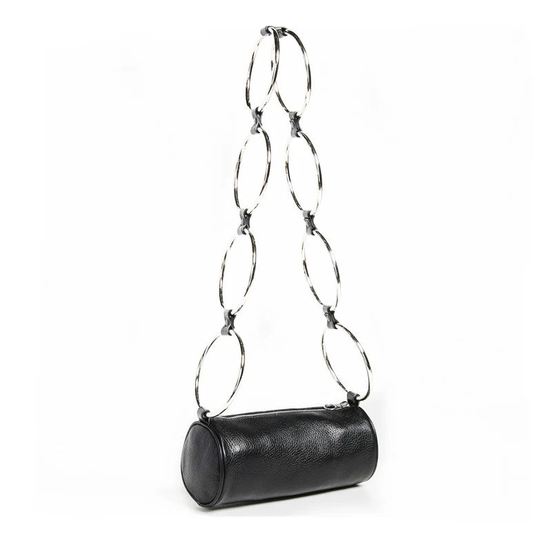 Women PU Leather Vintage Fashionable Cross-body Circular Sequined Shoulder Bag