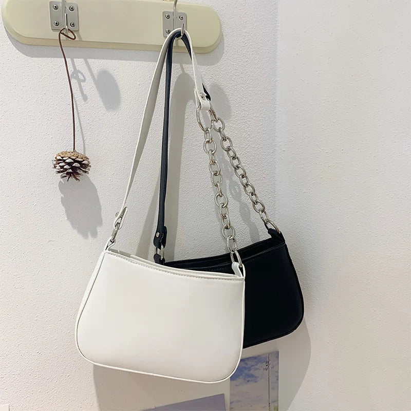 Shoulder Bags Women PU Zipper Metal Patchwork OL High Street Solid Retro Popular
