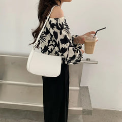 Shoulder Bags Women PU Zipper Metal Patchwork OL High Street Solid Retro Popular