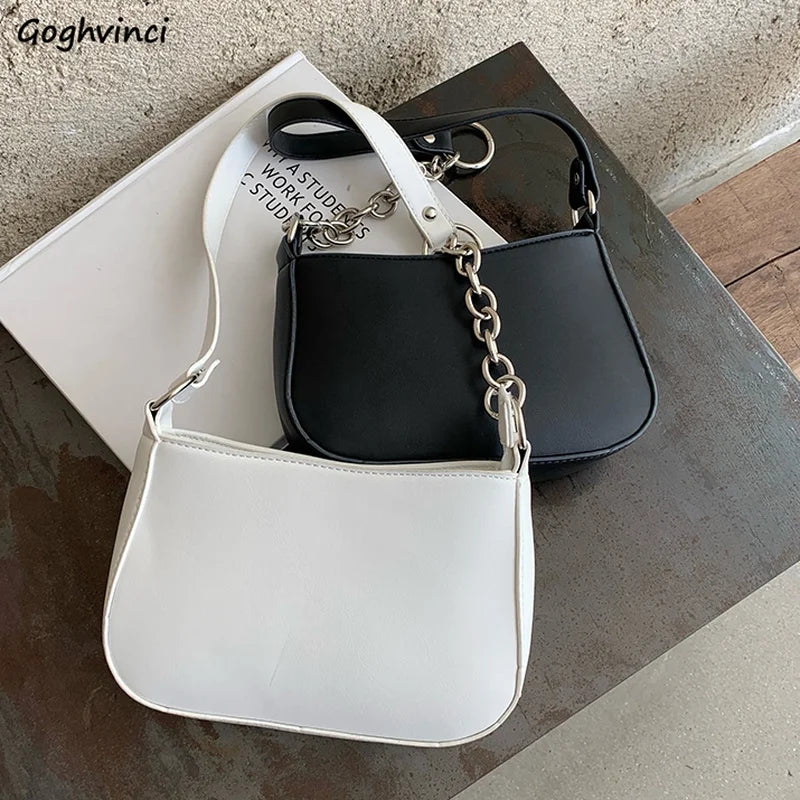 Shoulder Bags Women PU Zipper Metal Patchwork OL High Street Solid Retro Popular