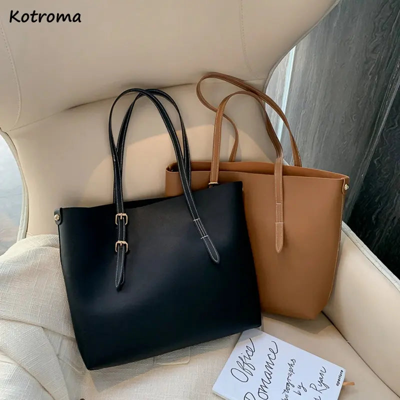 Shoulder Bags Women Retro Zipper Handbags Daily PU Leather Large Capacity Tote