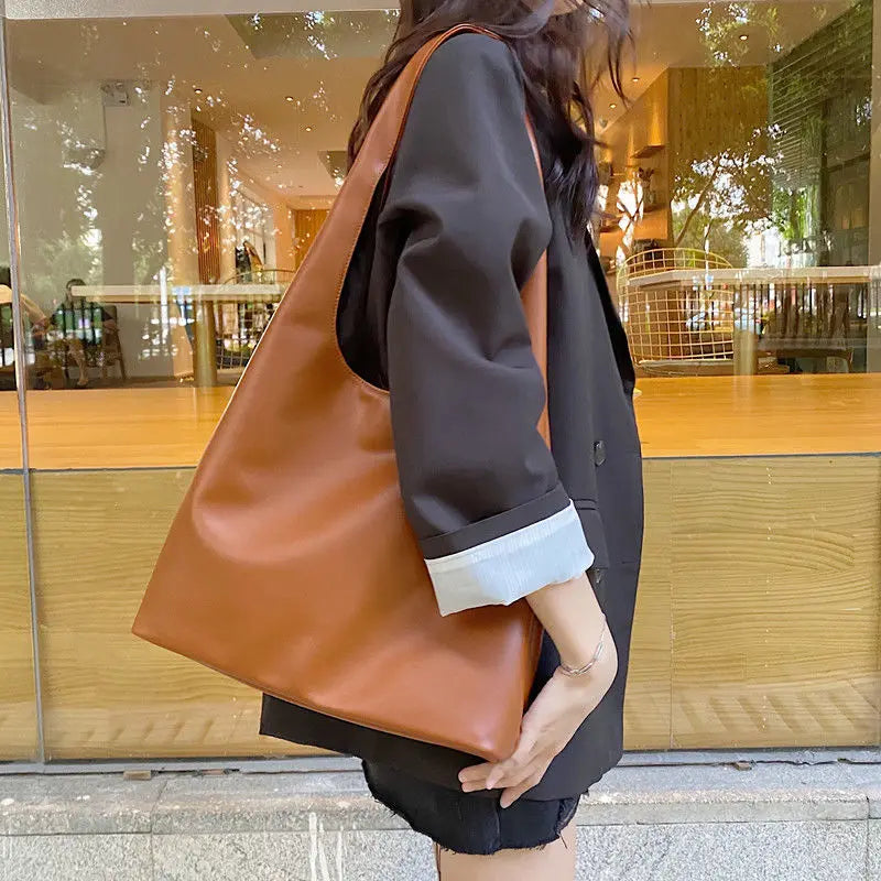 Shoulder Bags Women Solid Retro Casual Totes Ins Style Vintage Large Capacity