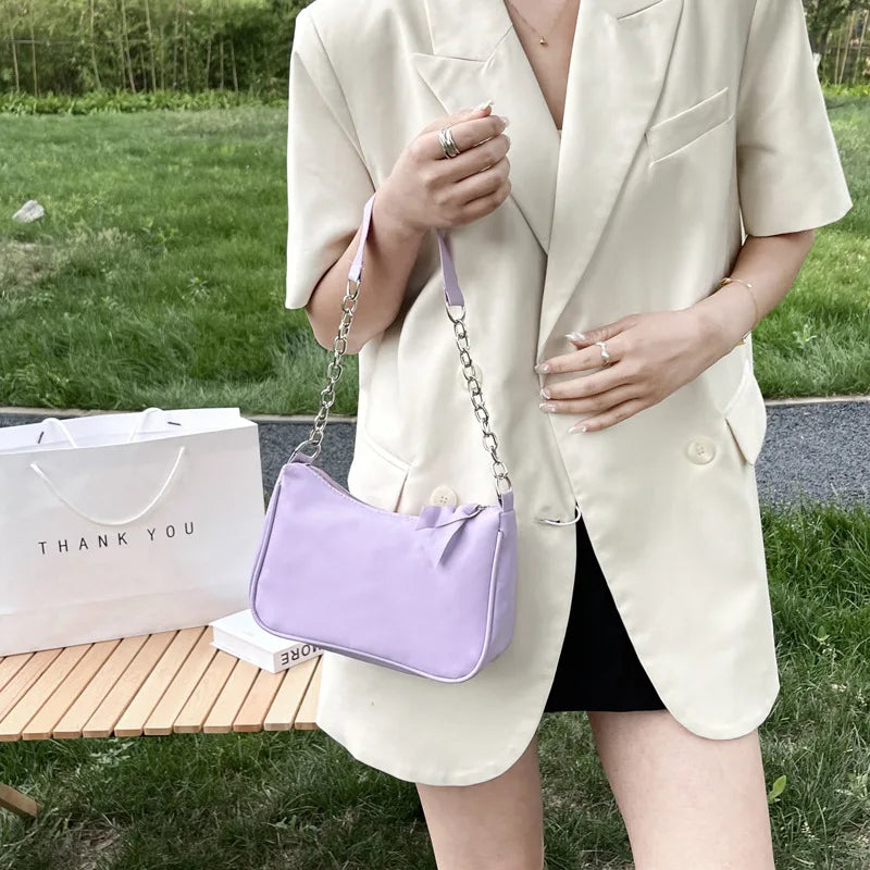 Women Shoulder Bag PU Candy Colors Zipper Summer