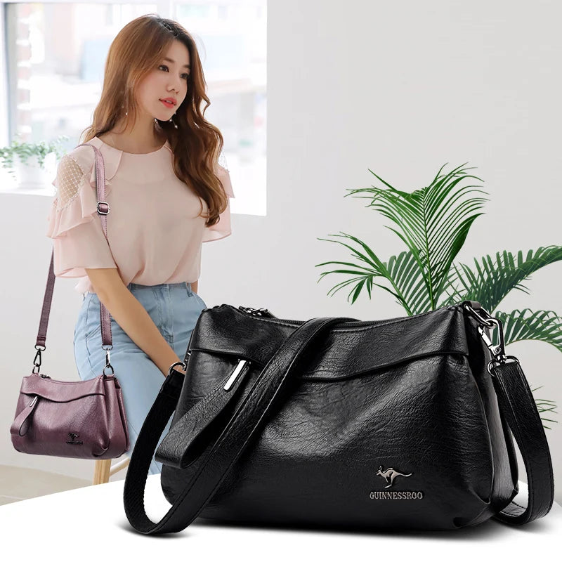Leather Messenger Bag Crossbody Shoulder Purse for Women