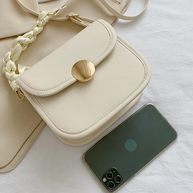 Women's Small Square Shoulder Bag PU Leather Crossbody Handbag