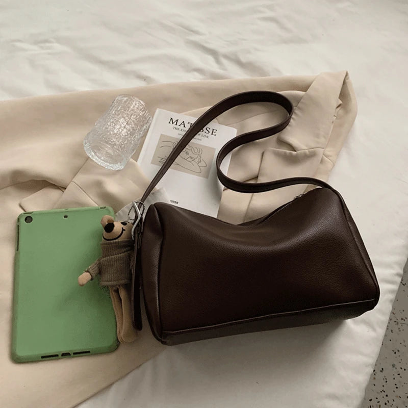 Women's Vintage Leather Shoulder Bag Crossbody Zipper Handbag