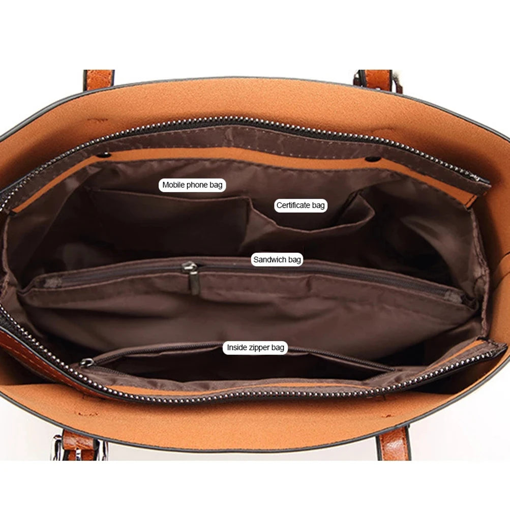 Vintage Oil Wax Leather Shoulder Bag Tote Crossbody Handbag