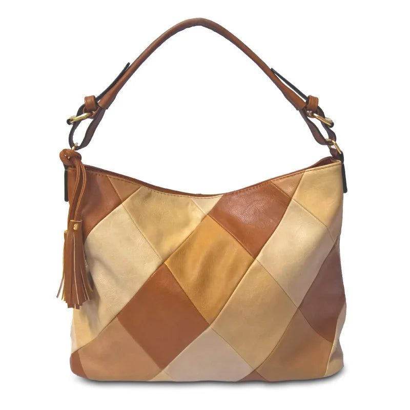 Patchwork Shoulder Bag Women's Handbag Pu Leather Big Sac Bolsa Tote