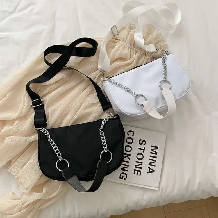 Vintage Nylon Shoulder Bag Top-handle Bag Girls Street Underarm Bag