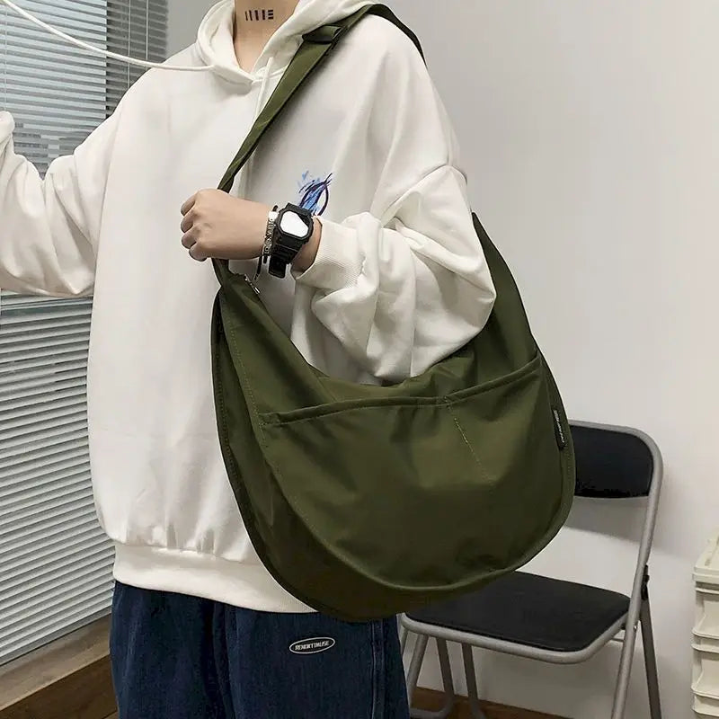 Large Capacity Crossbody Bag Students Bookbag Unisex Shoulder Bag