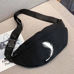 Feather Print Chest Bag Crossbody Street Wear Hip-hop Belt Bag