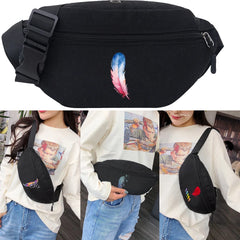 Feather Print Chest Bag Crossbody Street Wear Hip-hop Belt Bag